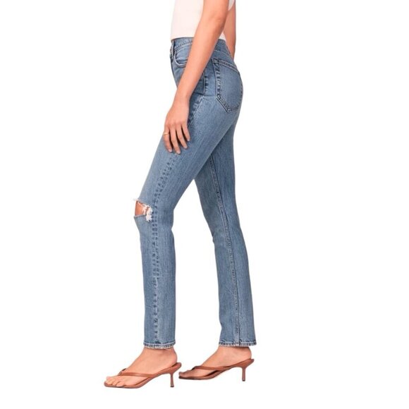 Abercrombie 8 (29) 90s Slim Straight Ultra High Rise Women’s Jeans Distressed - Picture 2 of 12